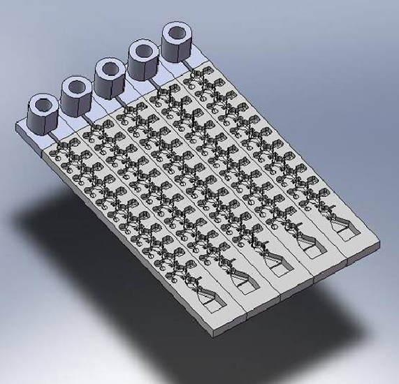 Mikrofluidische Karte als CAD-Modell (Computer Aided Design)