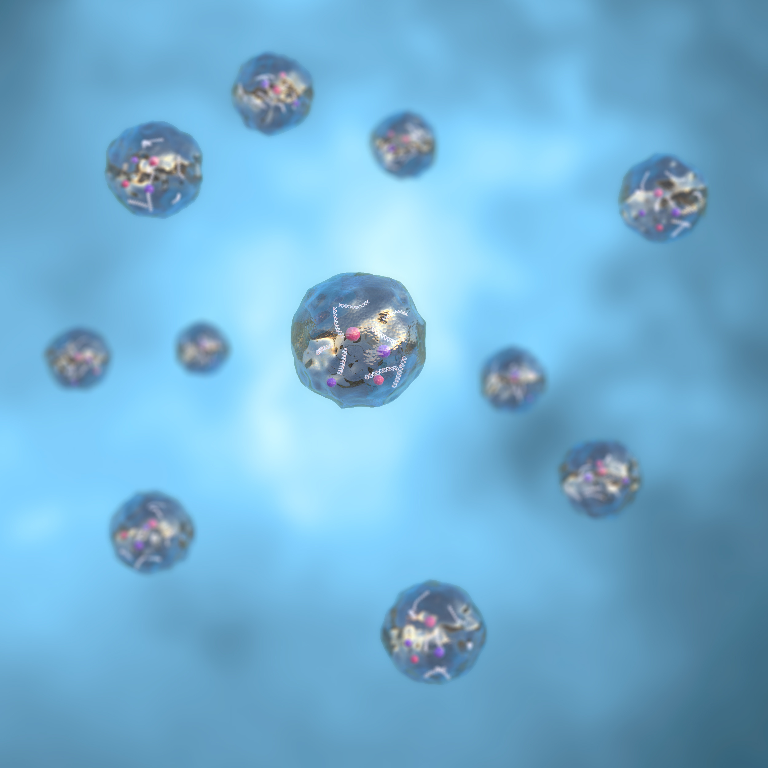 3d render exosomes adn vesicles