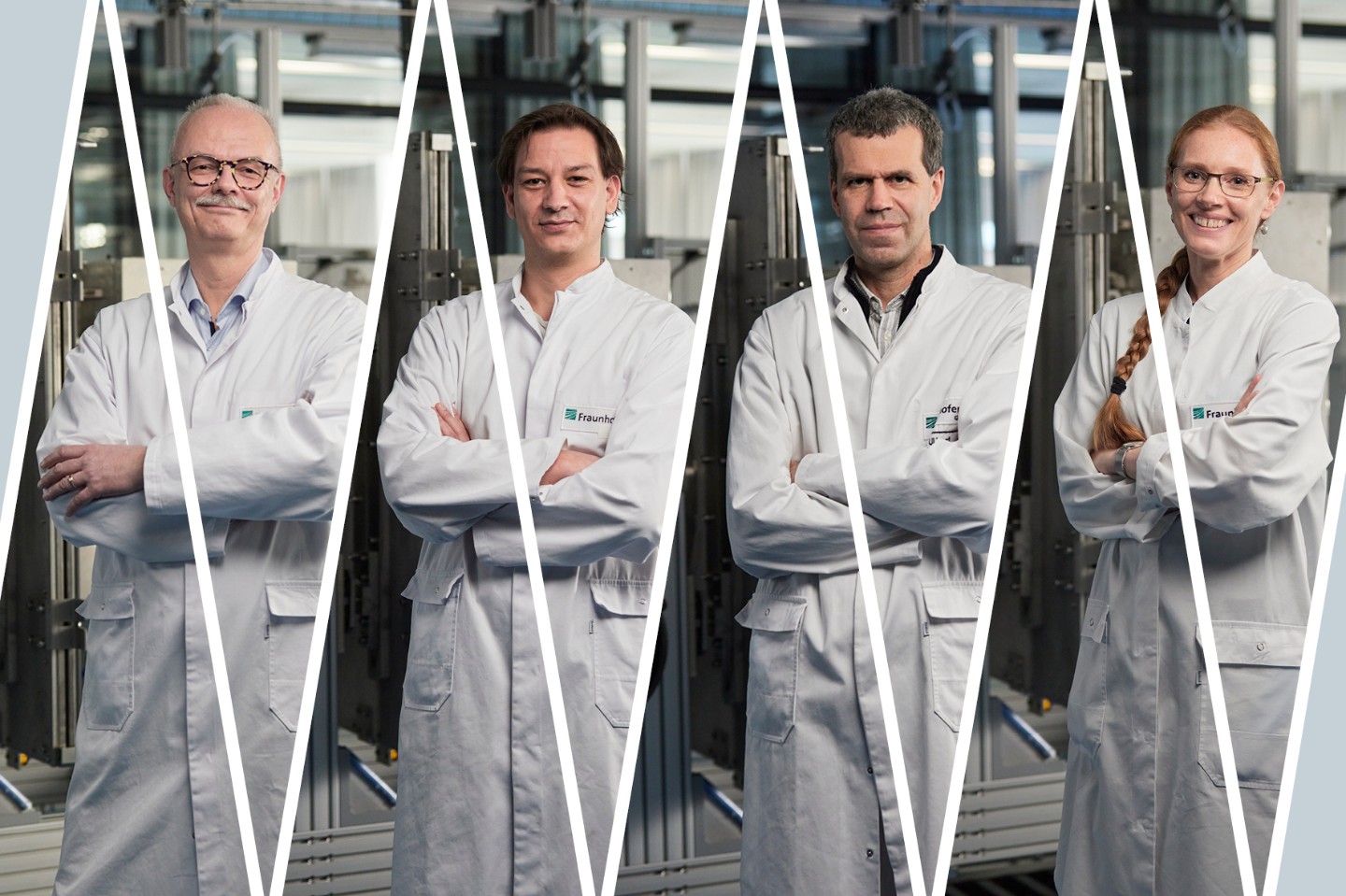 Für ein effizienteres, schnelleres und umweltfreundlicheres Herstellungsverfahren von Vakzinen erhalten den Fraunhofer-Preis »Technik für den Menschen und seine Umwelt« 2021 Frank-Holm Rögner vom Fraunhofer FEP, Martin Thoma vom Fraunhofer IPA sowie PD Dr. Sebastian Ulbert und Dr. Jasmin Fertey vom Fraunhofer IZI (v.l.n.r.). Für ein effizienteres, schnelleres und umweltfreundlicheres Herstellungsverfahren von Vakzinen erhalten den Fraunhofer-Preis »Technik für den Menschen und seine Umwelt« 2021 Frank-Holm Rögner vom Fraunhofer FEP, Martin Thoma vom Fraunhofer IPA sowie PD Dr. Sebastian Ulbert und Dr. Jasmin Fertey vom Fraunhofer IZI (v.l.n.r.).