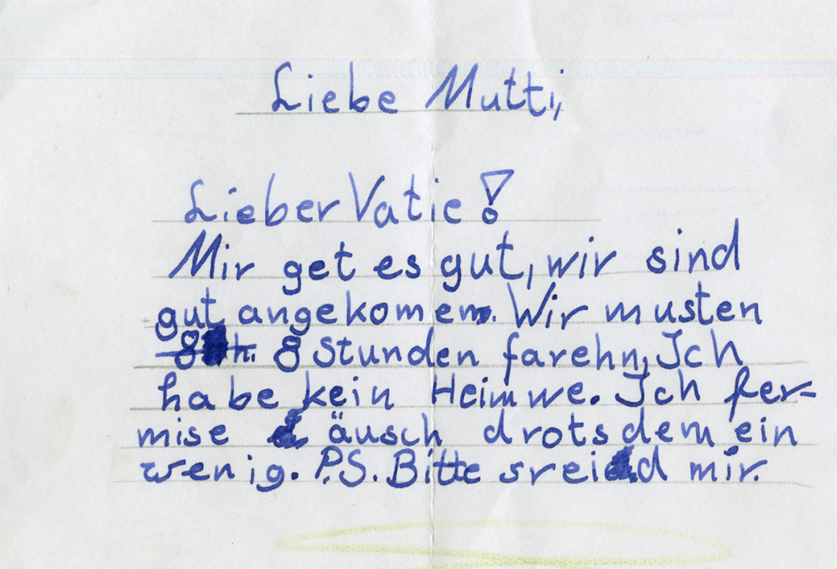 Brief eines betroffenen Kindes.