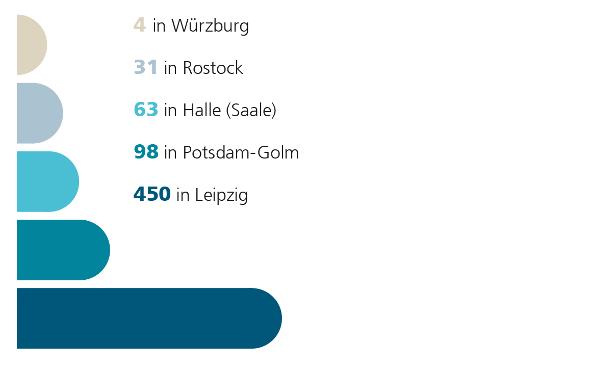 Diagramm: Fraunhofer IZI Mitarbeitende 2024 nach Standorten