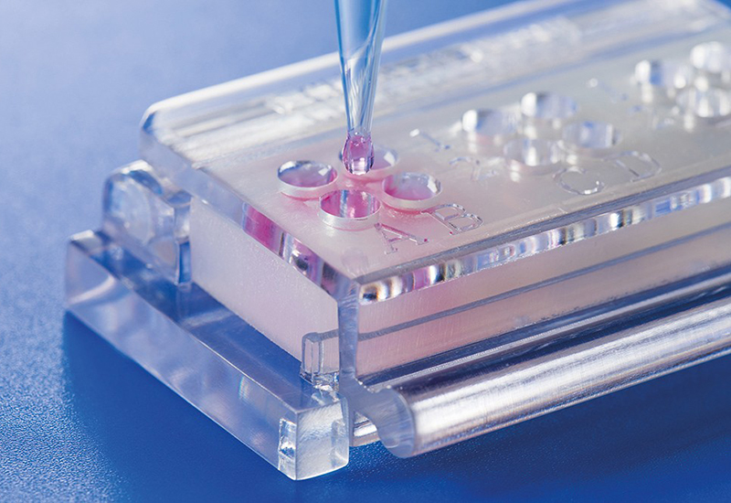 The in vitro test system is designed analogous to tissue culture well plates.