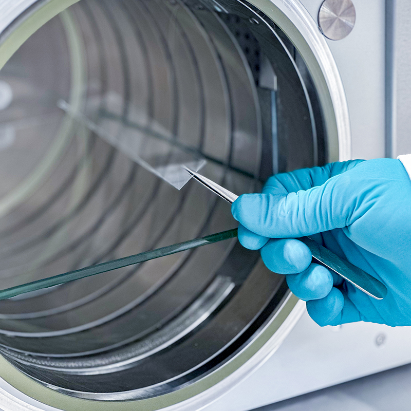 Slide is placed in plasma cleaner