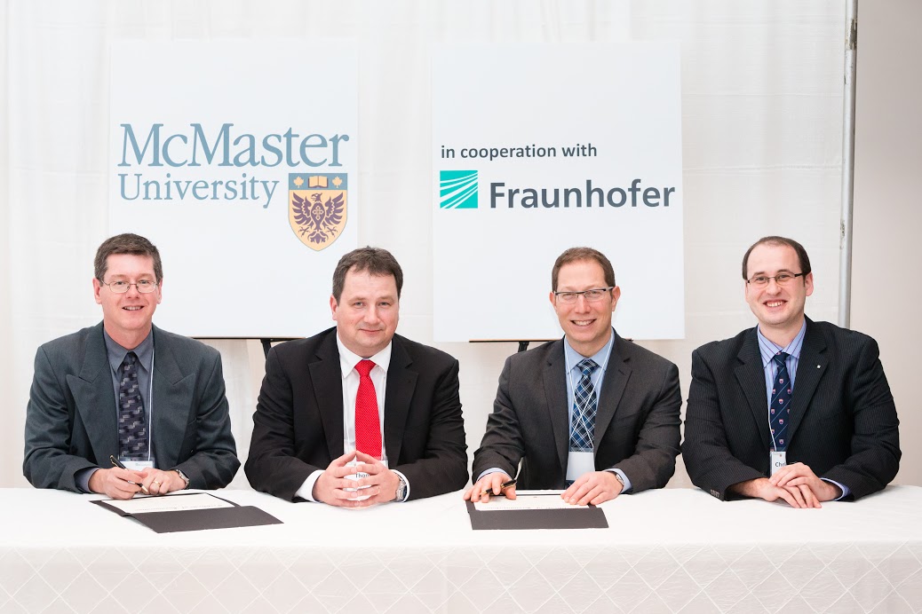 BEAM Management-Team [f.l.t.r.]: Professor John Brennan (McMaster), Dr. Thomas Tradler (Fraunhofer IZI), Professor Jonathan Bramson (McMaster), Christopher Oelkrug (Fraunhofer IZI).